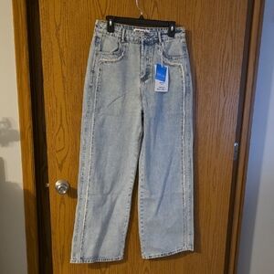 Very J Light Wash wide Straight Leg Jeans Waist 15.5 29 Long